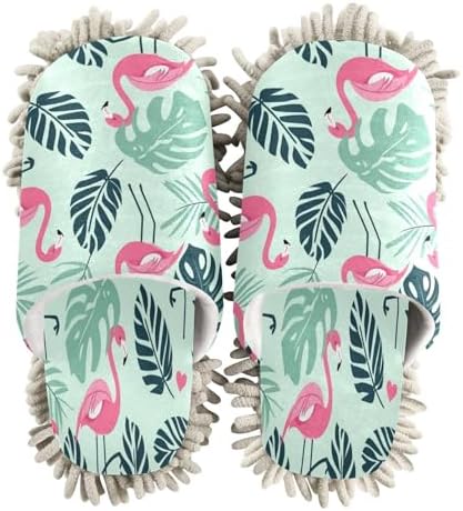 Zhirexin Flamingo Microfiber Mop Slippers for Men Women