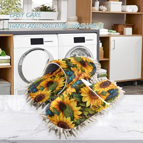 Bulletgxll Sunflowers with Butterflies Cleaning Slippers