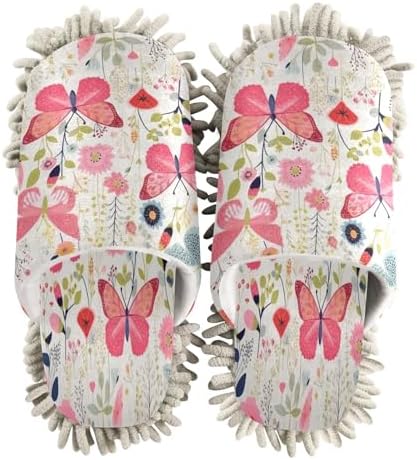 Butterflies and Flower Microfiber Cleaning Slippers Mop