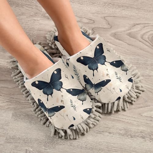 Bulletgxll Black Butterflies Mopping Slippers - M