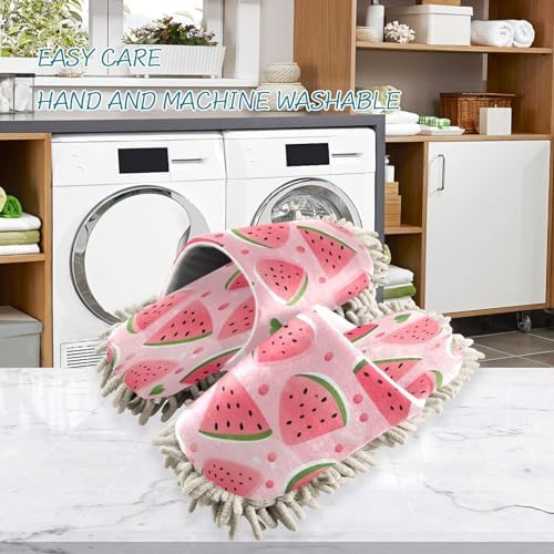 Bulletgxll Pink Watermelon Microfiber Cleaning Slippers - L