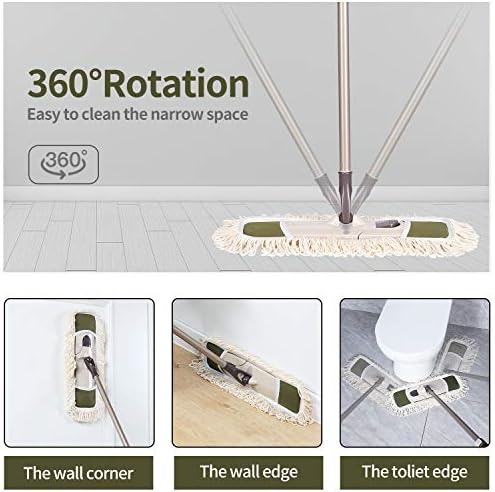 Eyliden Dust Mop with Reversible Pads and Height Adjustable Handle