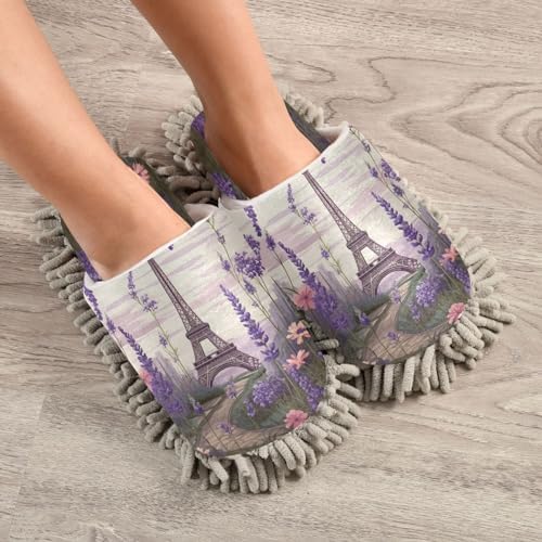Bulletgxll Lavender Mop Slippers - Washable and Comfortable