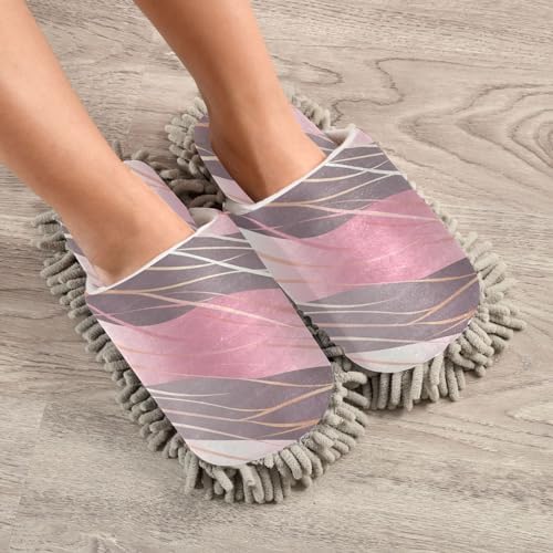 Bulletgxll Rose Gold Wavy Line Microfiber Cleaning Slippers