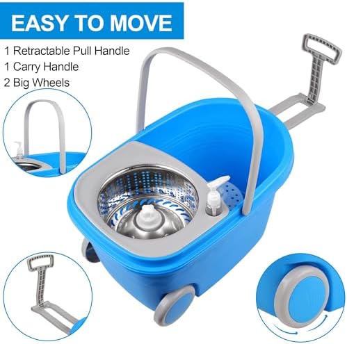 HYZSWGC Spin Mop and Bucket with Wringer Set