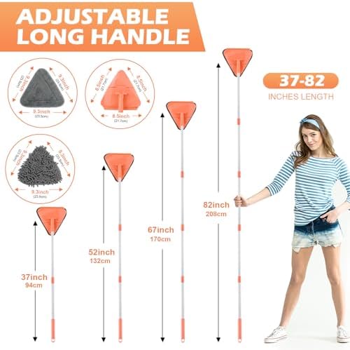RONSUNG Wall Cleaner Triangle Mop with 82 Long Handle