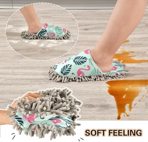 Zhirexin Flamingo Microfiber Mop Slippers for Men Women