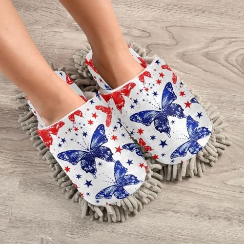 Butterflies Pattern Microfiber Cleaning Slippers L