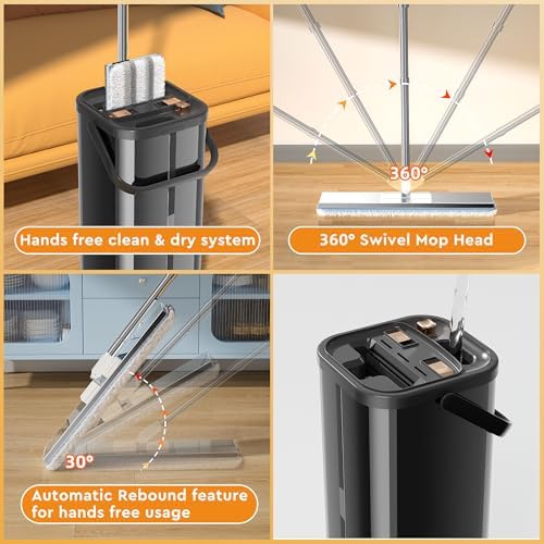 SWIFTIRON Mop Set with Bucket and Wringer 4 Refills Included
