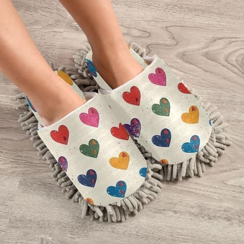 Bulletgxll Colored Hearts Mopping Slippers - L