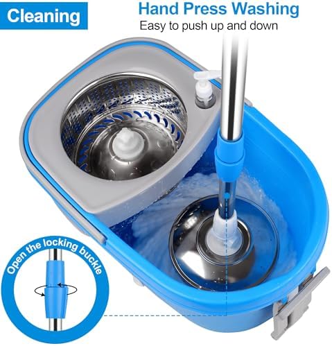 HYZSWGC Spin Mop and Bucket with Wringer Set