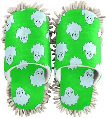 Burbuja Cartoon Ghosts Green Mop Slippers for Women Men