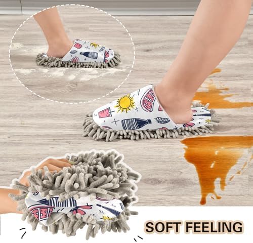 Bulletgxll Mop Slippers for Floor Cleaning - Washable and Comfortable