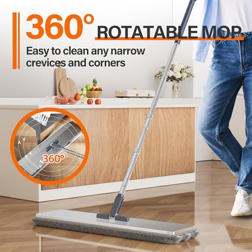 SWIFTIRON Flat Mop and Bucket with Wringer Black