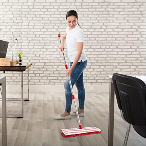 MASTERTOP Microfiber Floor Mop with 4 Pads and Scraper - White Red