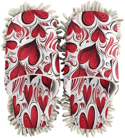 Bulletgxll Valentine Hearts Mopping Slippers for Men Women