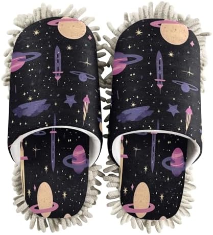 Bulletgxll Space Pattern Mopping Slippers - Washable and Comfortable