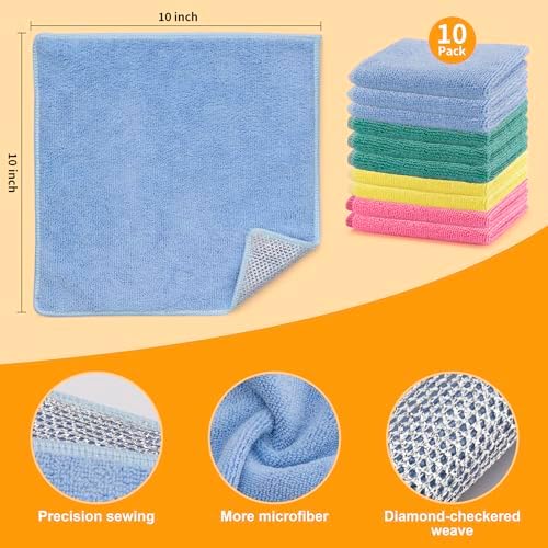 Inkhut 2 in 1 Microfiber Wire Dishcloth Cleaning Rags