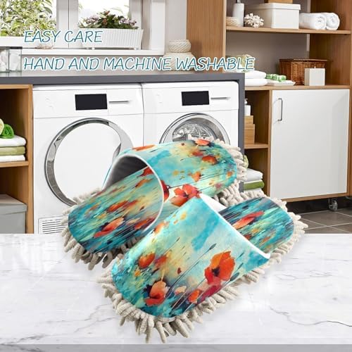 Orange Flowers Microfiber Cleaning Slippers - L Size