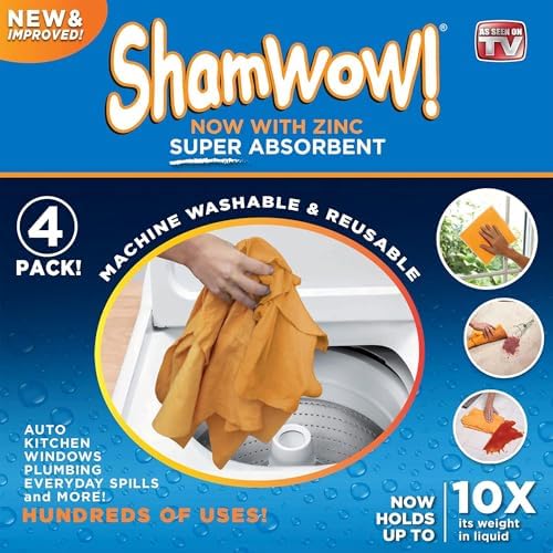 ShamWow Original Super Absorbent Cleaning Towel - 4 Pack Orange