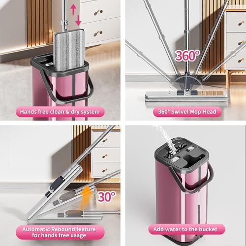 SWIFTIRON Flat Mop and Bucket with Wringer Purple