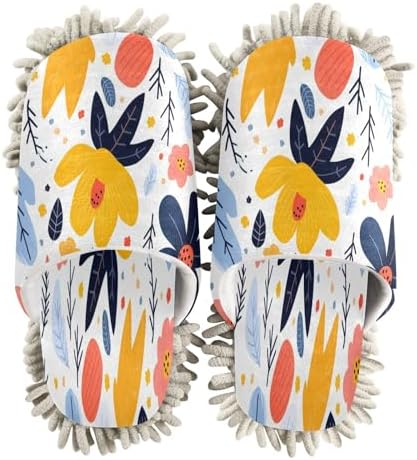 Floral Pattern Microfiber Mopping Slippers - Washable and Comfortable