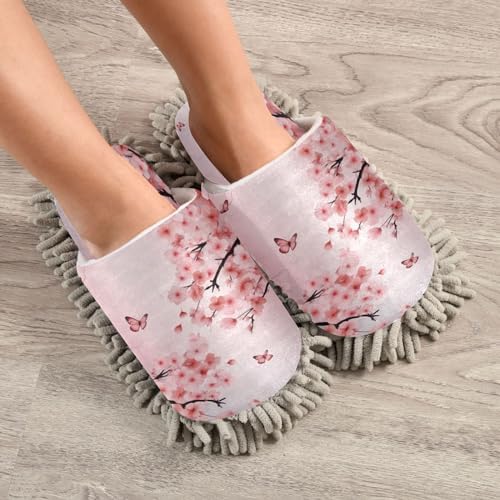 Cherry Blossom Microfiber Cleaning Slippers - Large Size