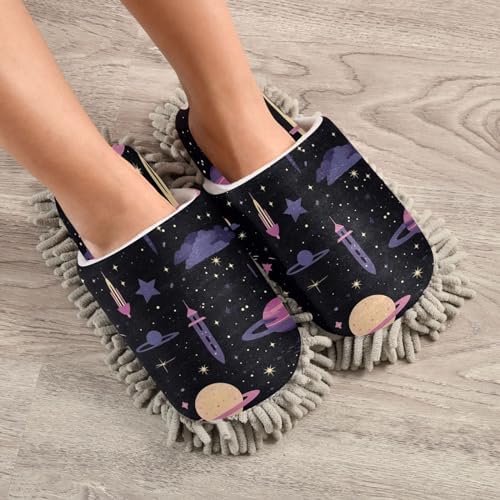 Bulletgxll Space Pattern Mopping Slippers - Washable and Comfortable
