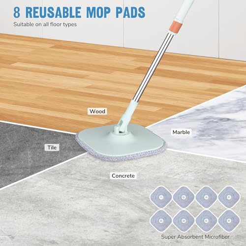 Yescom 360 Spin Mop Bucket Set with 8 Microfiber Pads