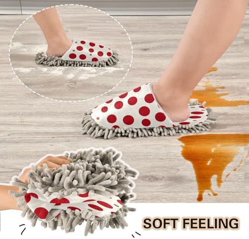 Red Dot Microfiber Cleaning Slippers for Mopping