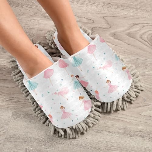 Bulletgxll Little Ballerinas Mop Slippers - Unisex Washable Microfiber
