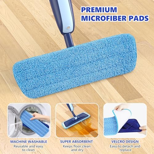 MANGOTIME Microfiber WetDry Mop with 4 Reusable Pads