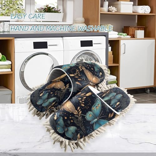 Bulletgxll Butterflies and Leaves Mopping Slippers - M