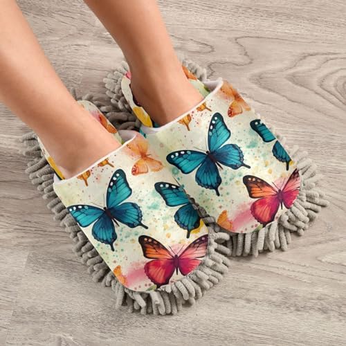 Bulletgxll Colored Butterflies Mopping Slippers Washable