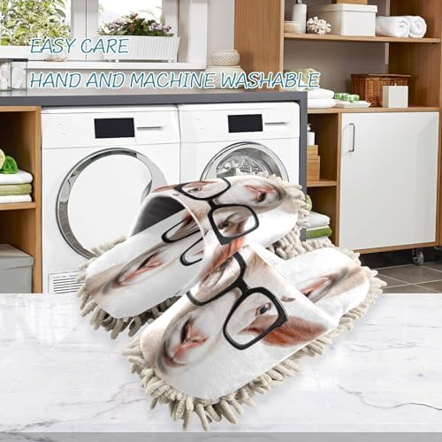Bulletgxll Cute Goat Mop Slippers Washable Floor Mop for Men Women