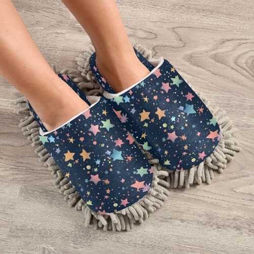 Stars Pattern Microfiber Cleaning Slippers for Men Women