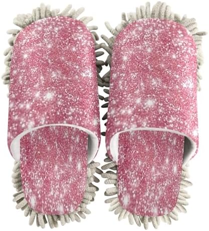 Bulletgxll Pink Glitter Mopping Slippers Washable