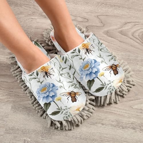 Bulletgxll Bees and Flowers Cleaning Slippers - M