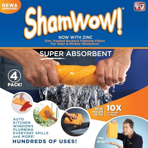 ShamWow Original Super Absorbent Cleaning Towel - 4 Pack Orange