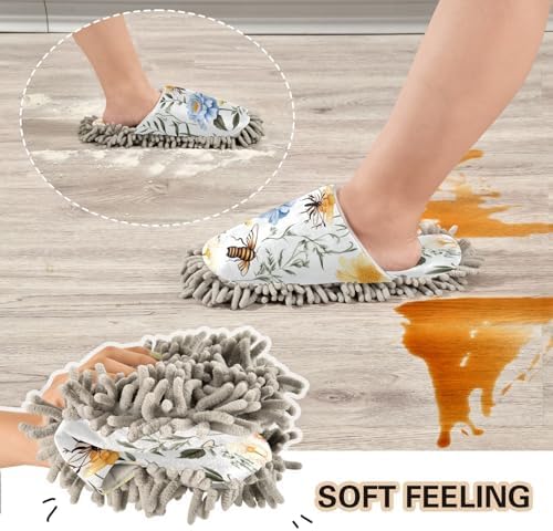 Bulletgxll Bees and Flowers Cleaning Slippers - M