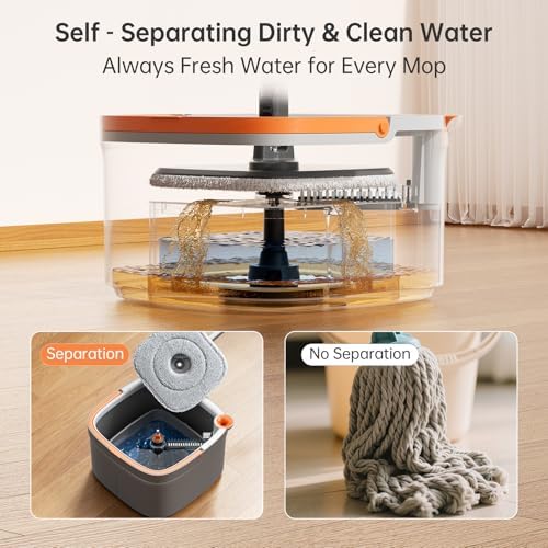 KZKR Spin Mop and Bucket Set with 4 Microfiber Pads