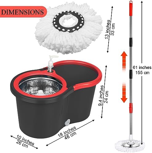 Gzdisbek Spin Mop Bucket Set with Wringer 1