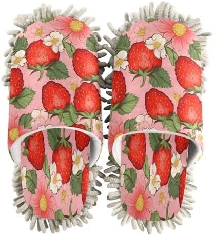 Strawberry Pattern Mopping Slippers - Washable Comfortable
