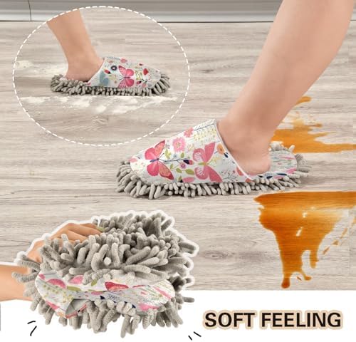 Butterflies and Flower Microfiber Cleaning Slippers Mop