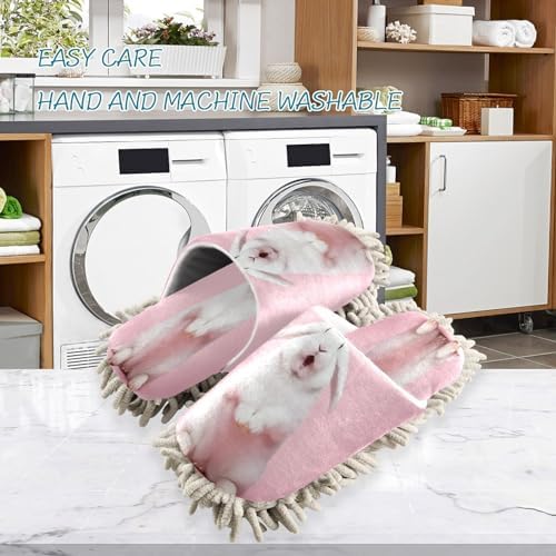 Bulletgxll White Rabbit Mopping Slippers - Washable Soft and Effective