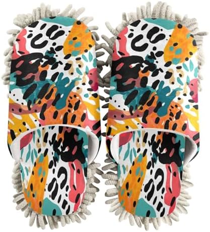 Colorful Leopard Microfiber Cleaning Slippers Washable Floor Mop Slippers