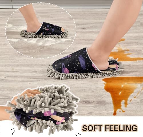 Bulletgxll Space Pattern Mopping Slippers - Washable and Comfortable