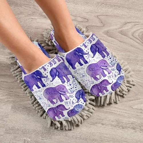 Bulletgxll Colourful Elephants Mopping Slippers for Men Women
