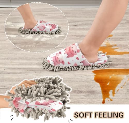 Pink Pigs Microfiber Cleaning Slippers for Daily Use