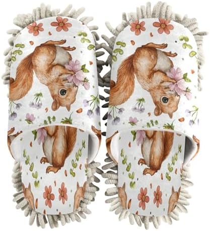 Zhirexin Cute Squirrel Mop Slippers for Men Women